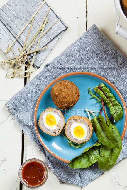 Traditional Scottish snack food Mini Scotch Eggs — Stock Photo