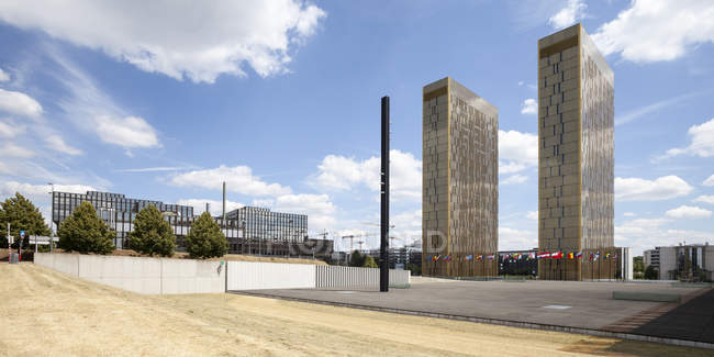 View of office towers of European Court of Justice at daytime, European Quarter, Luxembourg City, Luxembourg — Stock Photo