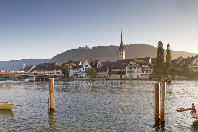 Швейцария, Тургау, старый город Штайн-ам-Райн утром — стоковое фото