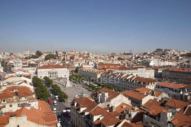 Portogallo, Lisbona, Vista aerea su Piazza Rossio — Foto stock