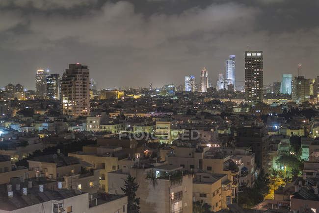 Night view of Tel Aviv cityscape. Israel — Stock Photo