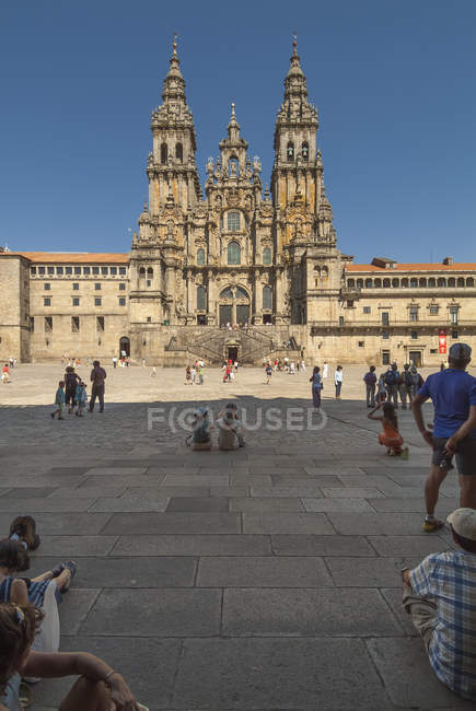 Spagna, Santiago de Compostela, La Via di San Giacomo, Plaza de Praterias e vista sulla Cattedrale — Foto stock