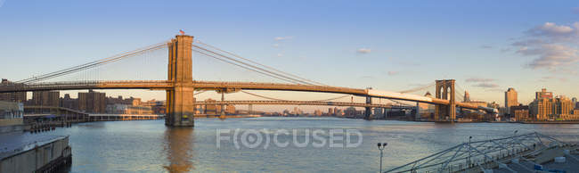 Usa New York Manhattan Brooklyn Bridge Und East River Anzeigen