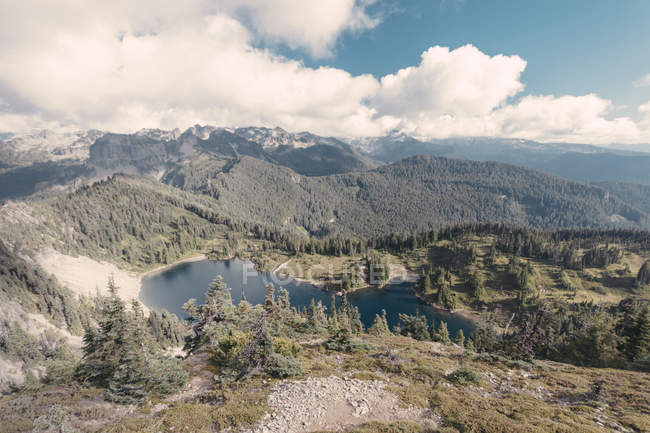 Вид на озеро в лісі в денний час, Британська Колумбія, Канада — стокове фото