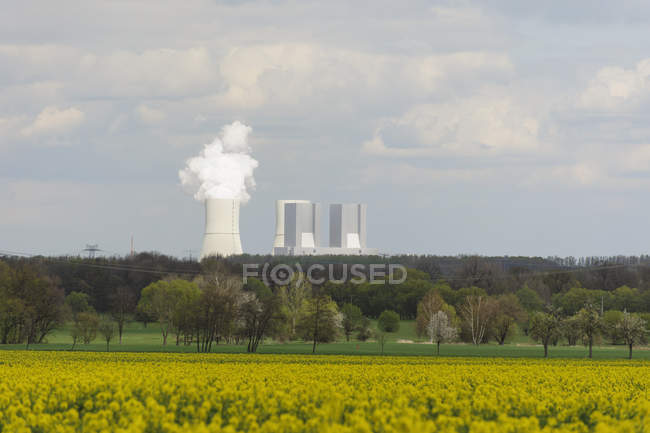 Germany, Saxony, View of landscape with coal power plant — Stock Photo