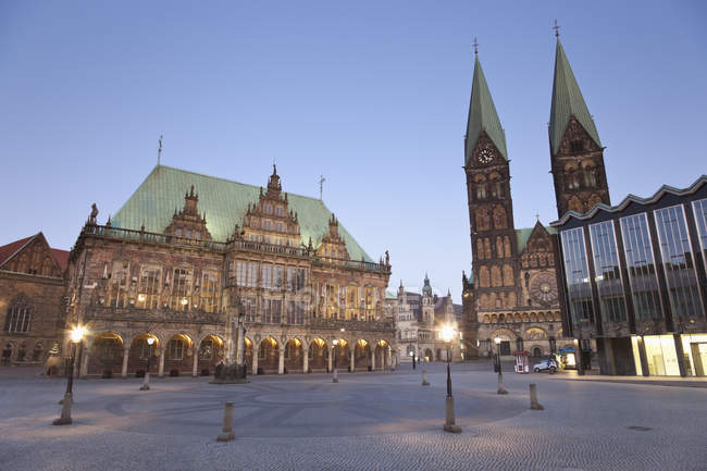 Germany, Bremen, View of town hall at market square — Stock Photo