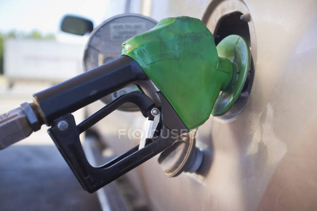 Close up of Petrol filling in truck at gas station — Stock Photo