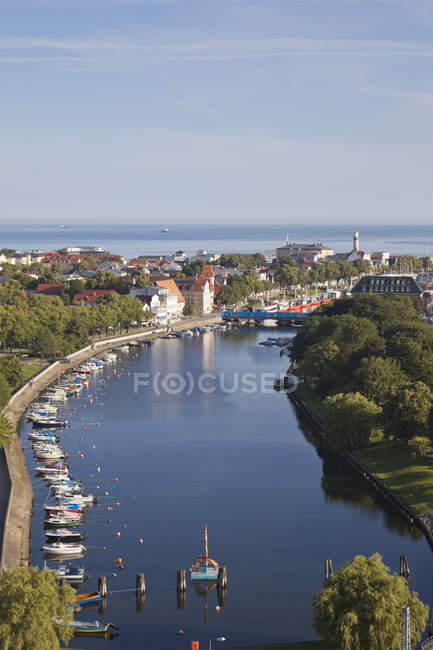 Harbour with Warnow River — Stock Photo