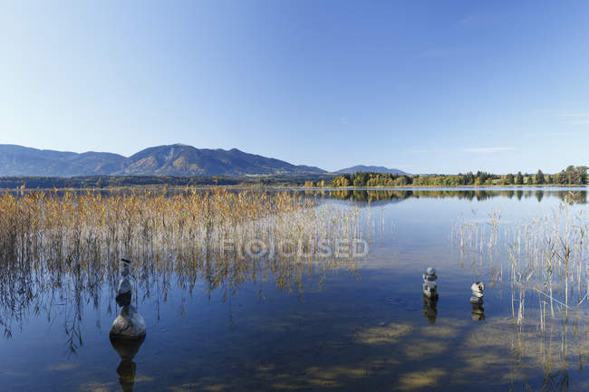 Alemania, Baviera, Vista de las montañas y el lago Staffelsee - foto de stock