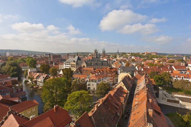 Germany, Thuringia, Erfurt cityscape with cloudy sky — Stock Photo