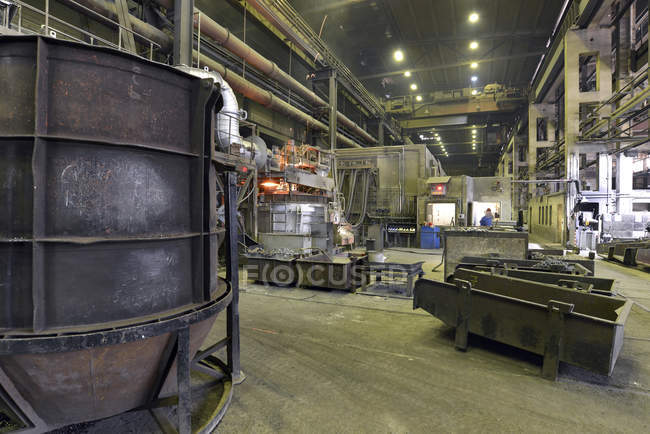 Melting furnace in a foundry indoors — Stock Photo