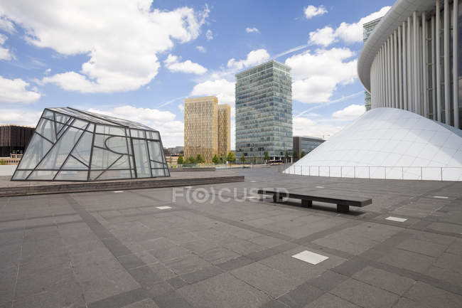 Luxembourg, Luxembourg City, European Quarter, office building and philharmonic hall at European Square — Stock Photo