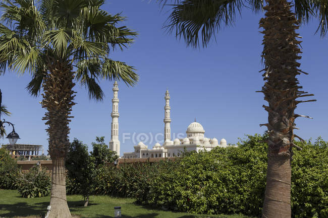 Egypt, Hurghada, view to El Mina Mosque from new marina — Stock Photo