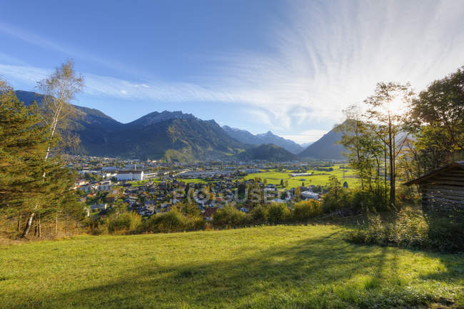 View from Brs toward Bludenz and Klostertal valley, Vorarlberg, Austria — Stock Photo