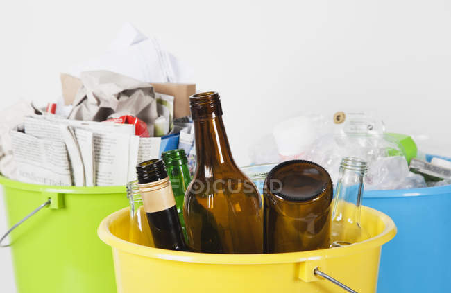 Buckets with household garbage — Stock Photo