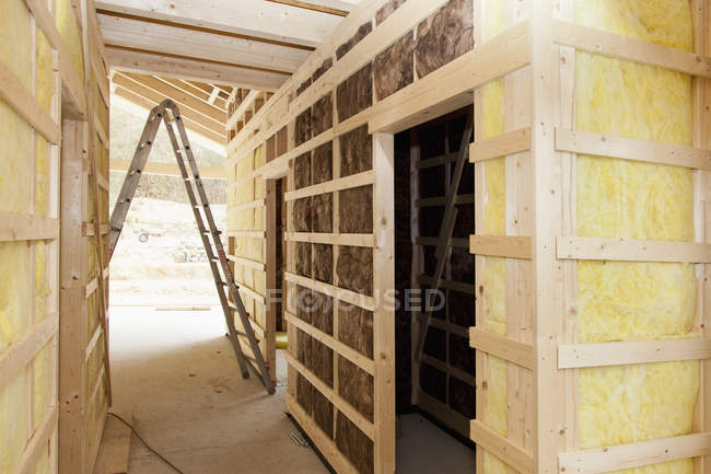 Interior construction with thermal felt insulation — Stock Photo