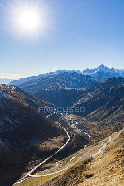 Швейцария, Вале, Альпы, вид на Фурку и Гримсель. — стоковое фото