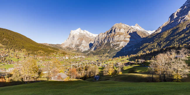Suíça, Berna, Bernese Oberland, resort de férias Grindelwald, Wetterhorn, Schreckhorn — Fotografia de Stock