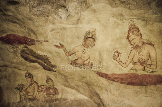 Sri Lanka, Leone Roccia, affresco, donne — Foto stock