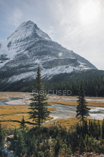 Canada, British Columbia, Rocky Mountains, Mount Robson Provincial Park, Fraser-Fort George H, Mist Glacier, Robson River — Stock Photo