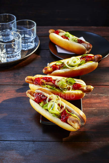 Close up of Hot Dogs on the plate — Stock Photo