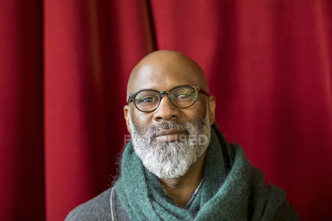 marmelade lettelse Perpetual Portrait of smiling bald african american man with full beard wearing  glasses — copy space, head and shoulders - Stock Photo | #265177972
