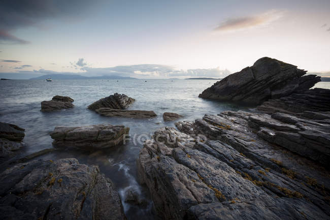 Великобританія, Шотландія, острів Скай, пляж Ельгол на заході сонця — стокове фото