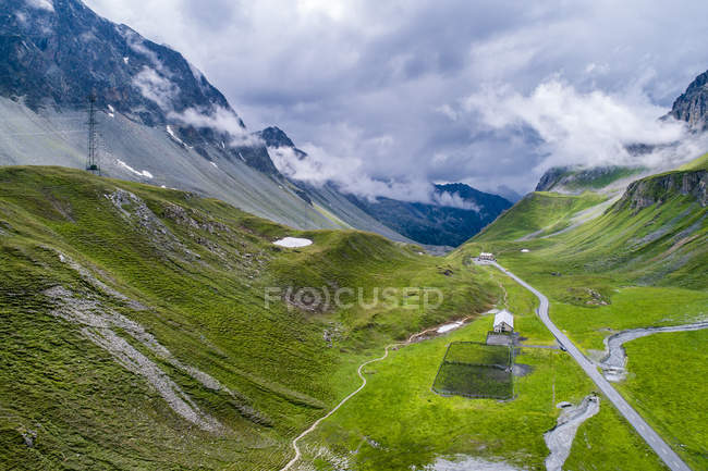 Suíça, Cantão Graubuenden, Vista aérea do Passe Albula — Fotografia de Stock