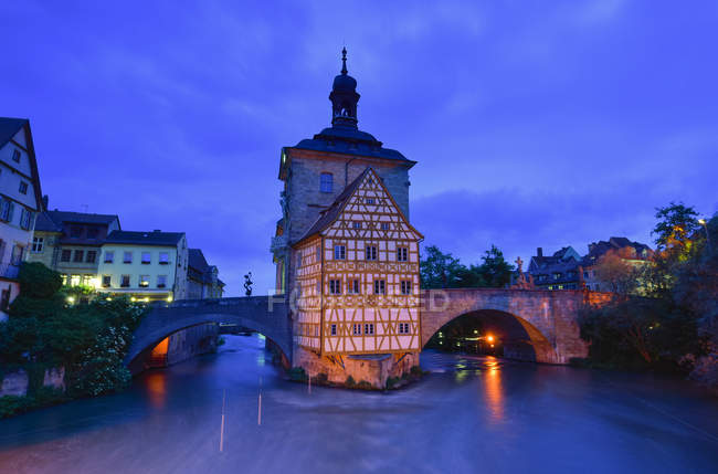 Germania, Bamberga, municipio all'ora blu — Foto stock