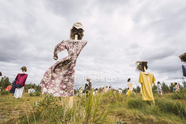 Finnland, suomussalmi, das schweigende Volk, Kunstprojekt mit Schreckschusskrähen — Stockfoto