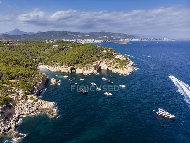 Espanha, Maiorca, Calvi, Vista aérea da baía Cala Falco e Cala Bella Donna — Fotografia de Stock