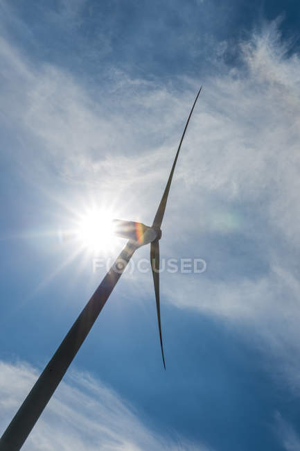 Ветряная турбина в подсветке — стоковое фото