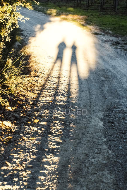 Italia, Toscana, ombre di persone sulla strada sterrata — Foto stock
