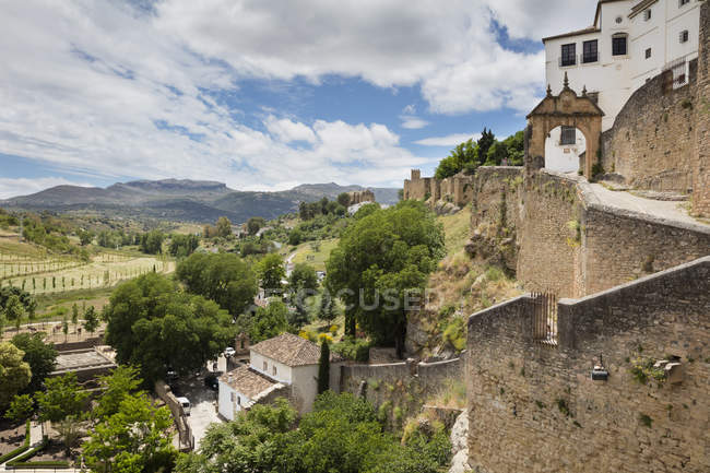 Spain, Malaga, Ronda with city wall — Stock Photo