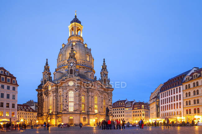 Alemanha, Saxónia, Dresden, Igreja da nossa senhora, hora azul — Fotografia de Stock