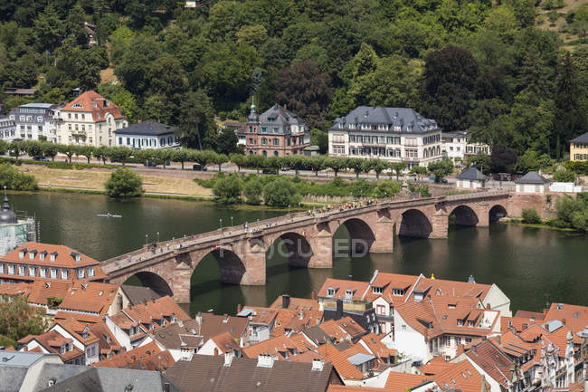 Germania, Baden-Wuerttemberg, Heidelberg, Neckar, Ponte Carlo Teodoro — Foto stock