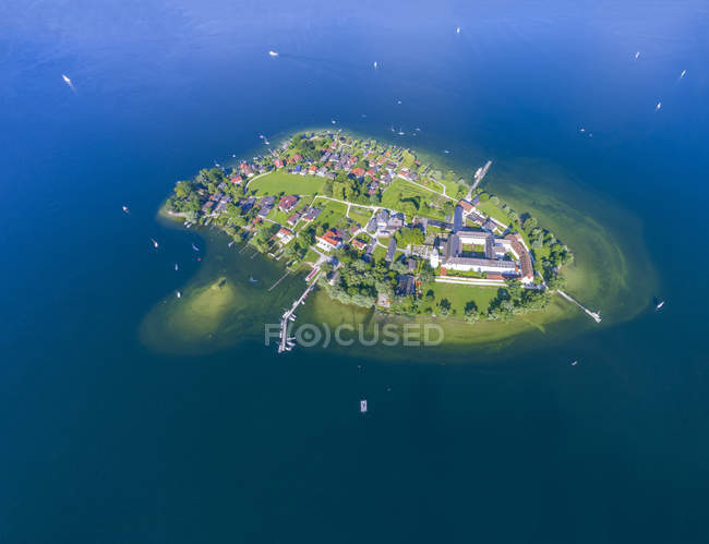 Alemania, Baviera, Chiemsee, Vista aérea de Fraueninsel - foto de stock