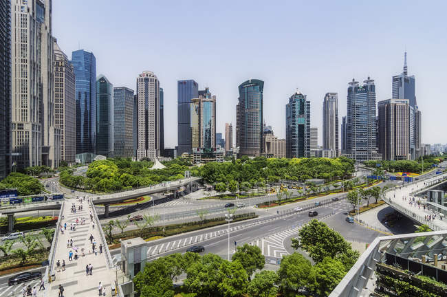 Cina, Shanghai, Lujiazui, vista sullo skyline — Foto stock