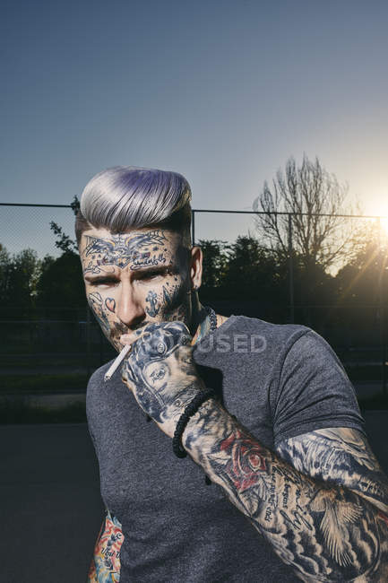 White Man Beard Mustach Whith Tattoo Stock Photo 1014874285  Shutterstock