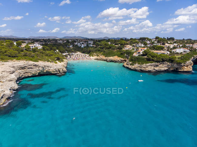 Spagna, Baleari, Maiorca, Porto Cristo Novo, Veduta aerea di Cala Mendia, porto naturale — Foto stock