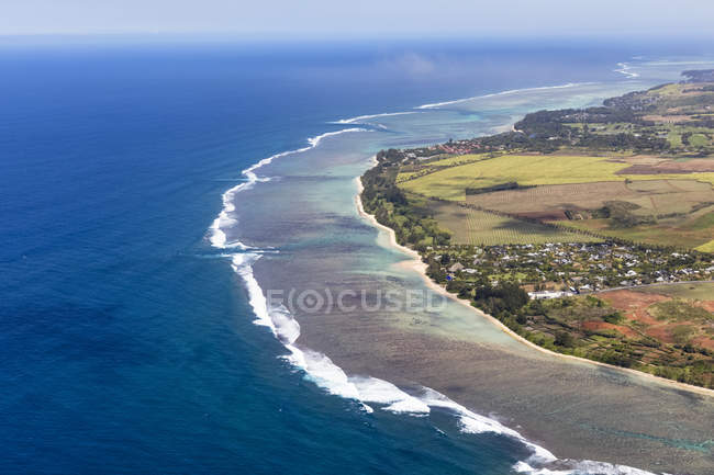 Mauritius, Costa sud-occidentale, Oceano Indiano, Vista aerea — Foto stock
