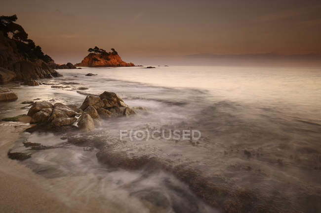 Spain, Castell-Platja d'Aro, Belladona Cove at sunset — Stock Photo
