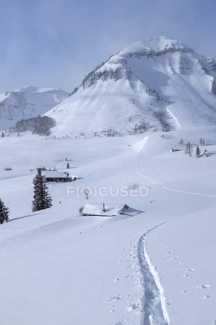 Austria, Stato di Salisburgo, Gruppo di Osterhorn, comprensorio sciistico, paesaggio invernale in inverno — Foto stock