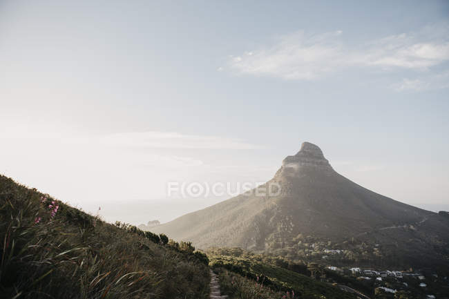 Sudafrica, Città del Capo, tramonto a Kloof Nek con vista sulla Testa di Leone — Foto stock