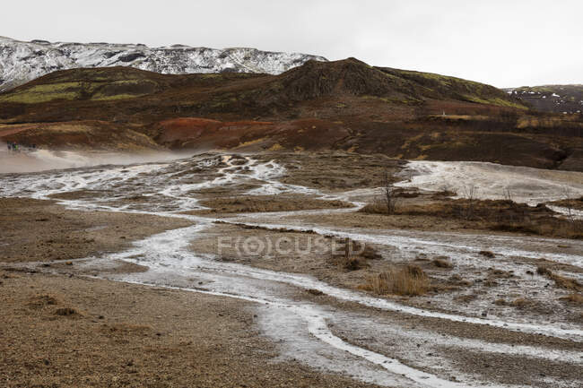 Лед, Долина Хаукадалур, Геотермальная площадка с горячим источником, гейзер — стоковое фото