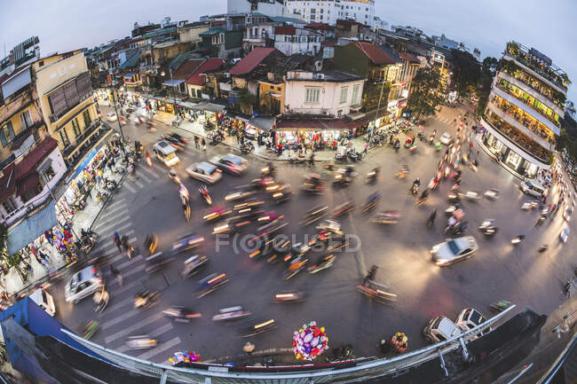 Vietnam, Hanoi, aerial view of the city most busy crossing — Stock Photo