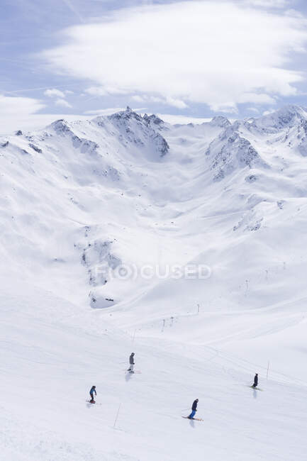 Франция, Французские Альпы, Les Menuires, Trois Vallees, горнолыжная зона — стоковое фото