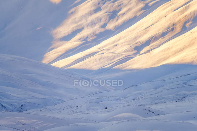 Reino Unido, Escocia, Highlands, persona pequeña en invierno - foto de stock