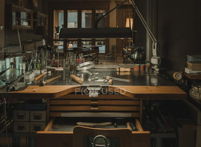 Interior of a jewellery making workshop — Stock Photo