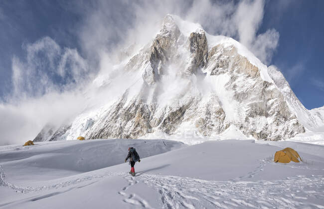 Nepal, Solo Khumbu, Everest, Alpinista presso Western Cwm — Foto stock